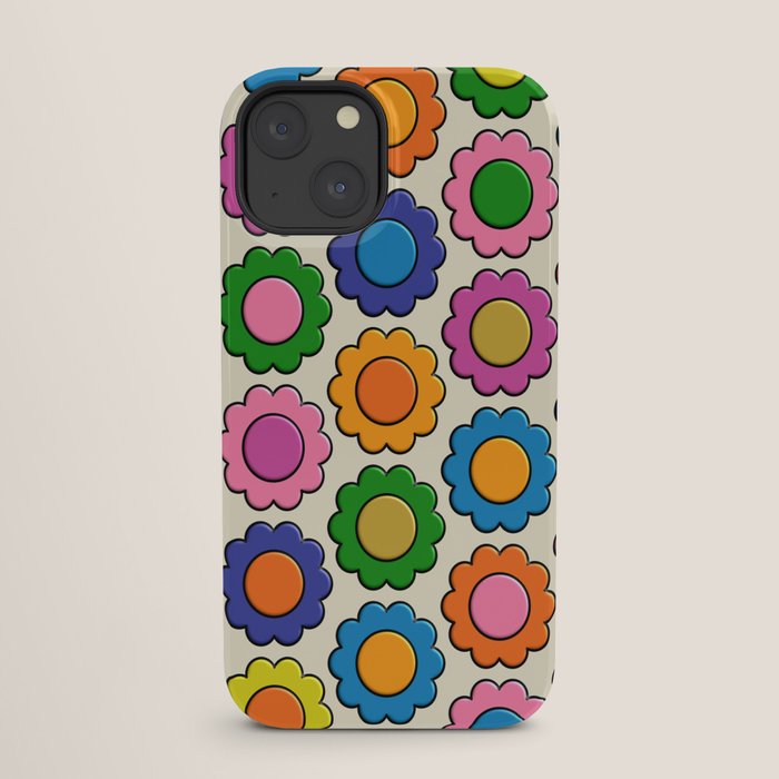Colorful Flowers Happy Retro Plastic-Look Pattern iPhone Case Gallery Image 25