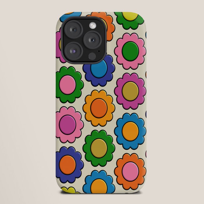 Colorful Flowers Happy Retro Plastic-Look Pattern iPhone Case Gallery Image 20