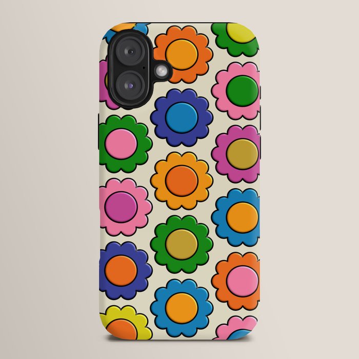 Colorful Flowers Happy Retro Plastic-Look Pattern iPhone Case Gallery Image 14
