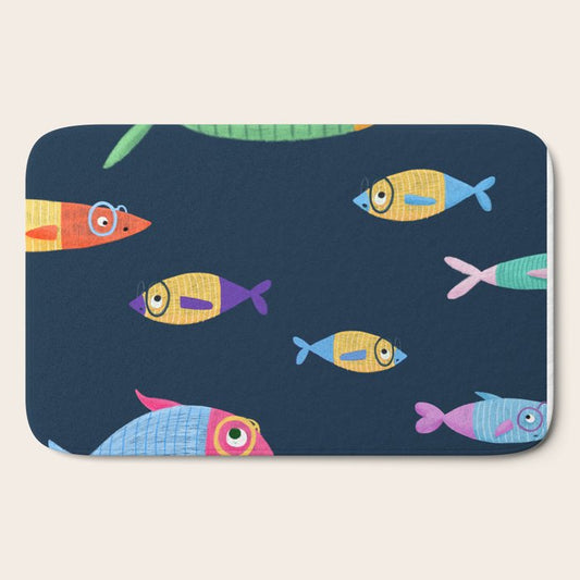 Multicolor fishes - blue Bath Mat Gallery Image 2