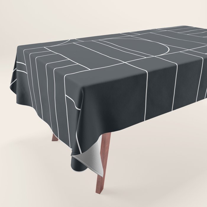 Deco Geometric 04 Black Tablecloth Gallery Image 1