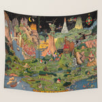 The land of make believe. Published by Jaro Hess 1930 Cornucopia of Fairy Tales Detailed Labeled Map Fun Magical Fantasy Art Wall Tapestry Gallery Image 1