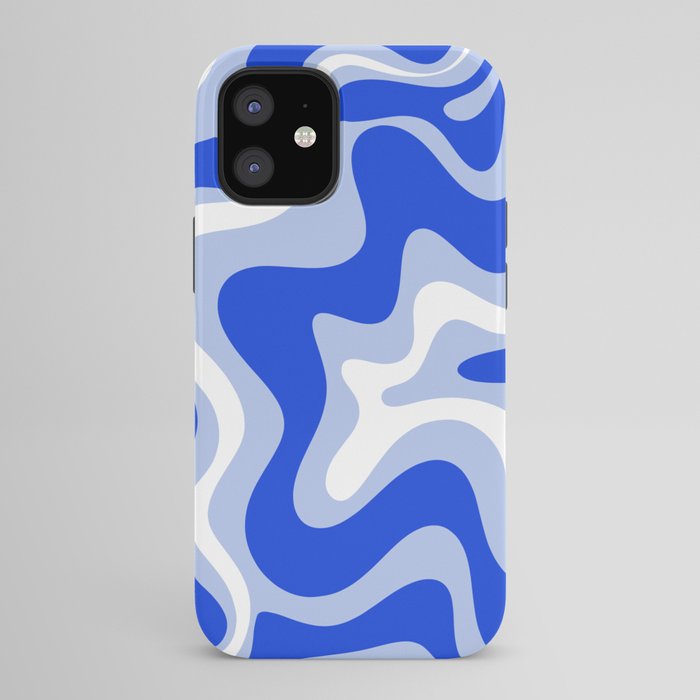 Retro Liquid Swirl Abstract Pattern Royal Blue, Light Blue, and White iPhone Case Gallery Image 42