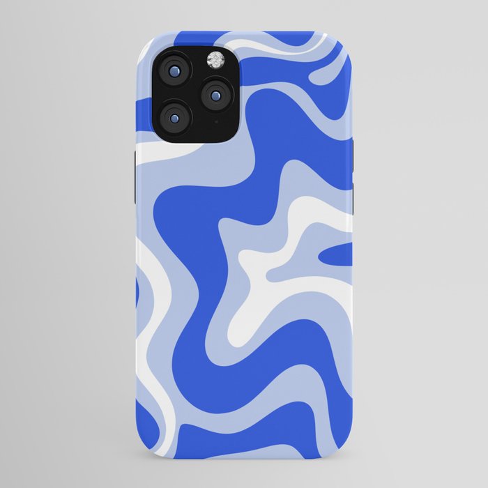 Retro Liquid Swirl Abstract Pattern Royal Blue, Light Blue, and White iPhone Case Gallery Image 43