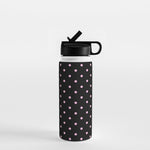 Dotted (Pink & Black Pattern) Water Bottle Gallery Image 1