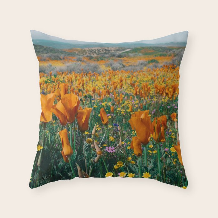 Wildflower Poppy Superbloom Throw Pillow Gallery Image 3
