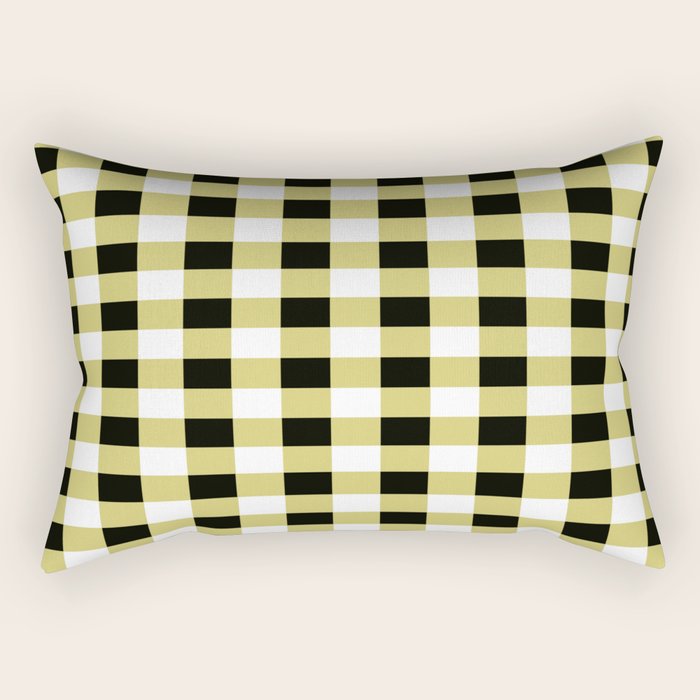 Gingham Large Yellow Black White Rectangular Pillow Gallery Image 2