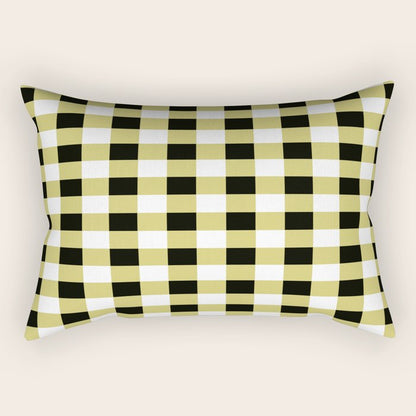 Gingham Large Yellow Black White Rectangular Pillow Gallery Image 2