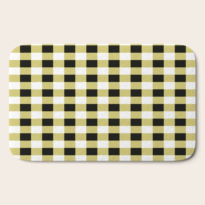 Gingham Large Yellow Black White Bath Mat Gallery Image 2