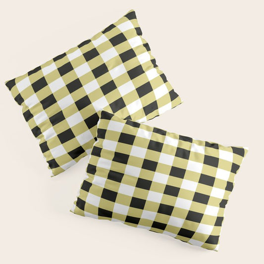 Gingham Large Yellow Black White Pillow Sham Gallery Image 1