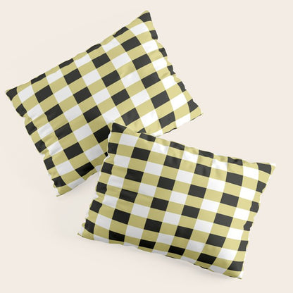 Gingham Large Yellow Black White Pillow Sham Gallery Image 3