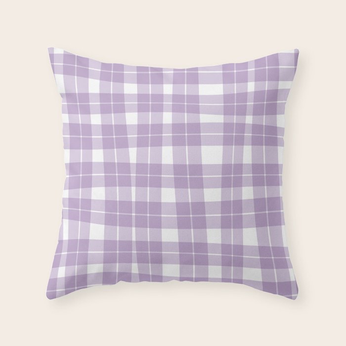 Wavy Plaid Lilac White Throw Pillow Gallery Image 3