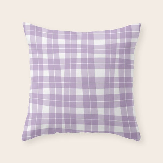 Wavy Plaid Lilac White Throw Pillow Gallery Image 2