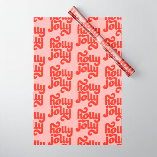 Holly Jolly Pattern Wrapping Paper Gallery Image 1