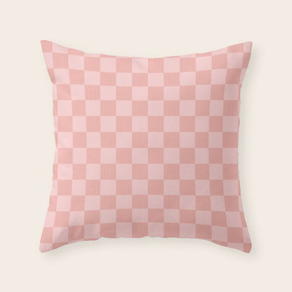 Textured Plaid pattern pink and white Throw Pillow Gallery Image 2