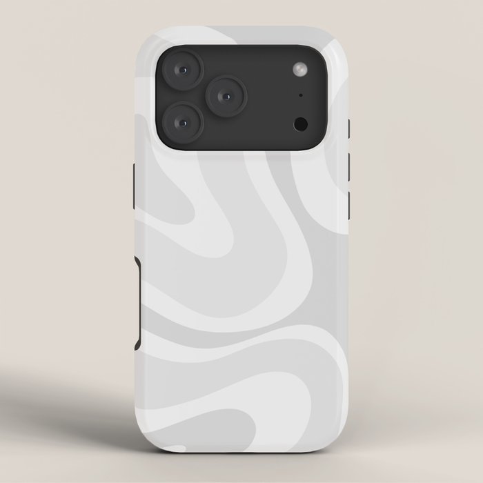 Modern Retro Liquid Swirl Abstract in Pale Grey iPhone Case Gallery Image 3