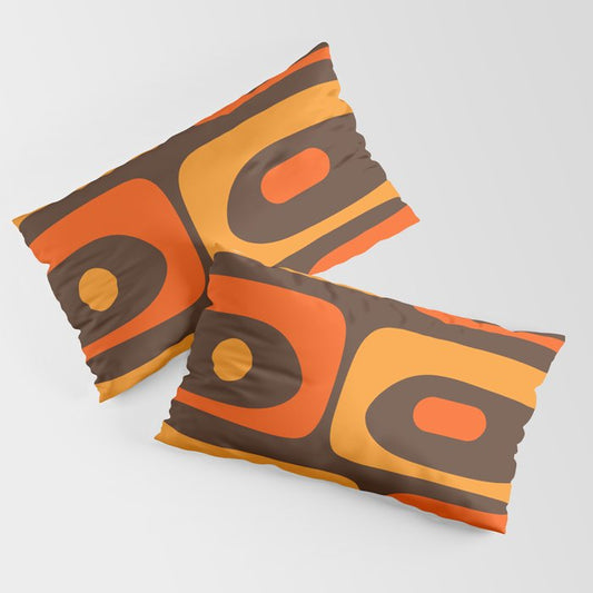 Mid-Century Modern Piquet Retro Minimalist Abstract in 70s Brown and Orange Pillow Sham Gallery Image 2