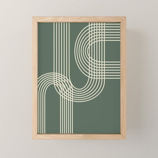 Minimalist Lines in Forest Green Mini Art Print Gallery Image 1