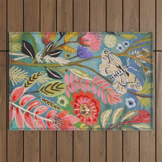 Butterfly Floral Outdoor Rug Gallery Image 1