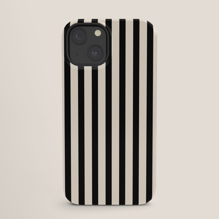 Fine Stripes Vertical Minimalist Pattern in Black and Almond Cream iPhone Case Gallery Image 25