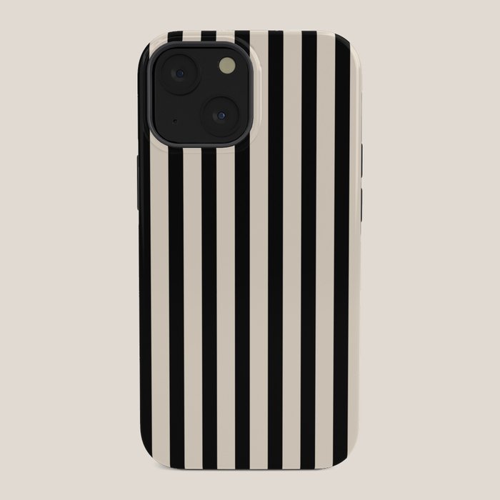 Fine Stripes Vertical Minimalist Pattern in Black and Almond Cream iPhone Case Gallery Image 34