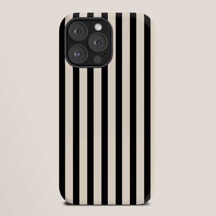 Fine Stripes Vertical Minimalist Pattern in Black and Almond Cream iPhone Case Gallery Image 20