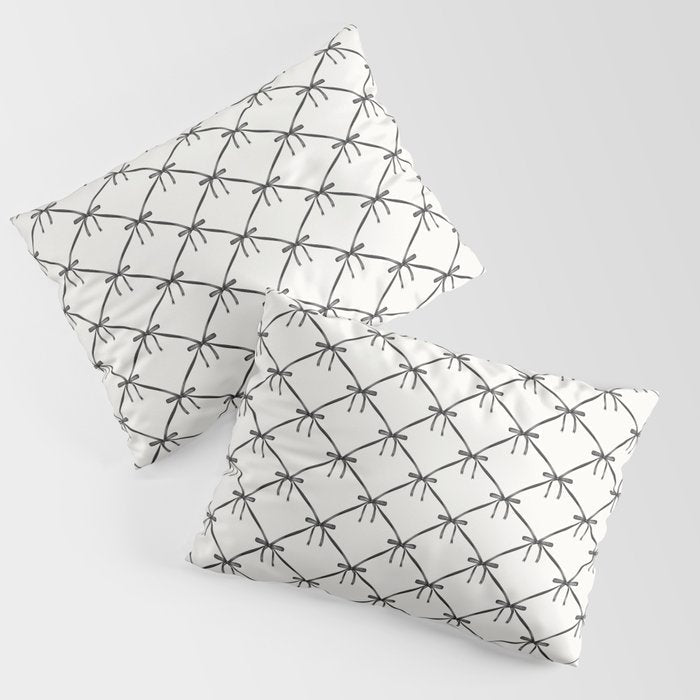 Bows & Ribbons Pattern IV Black and White Pillow Sham Gallery Image 1