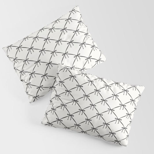 Bows & Ribbons Pattern IV Black and White Pillow Sham Gallery Image 1
