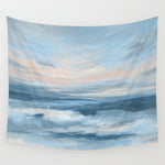 Low Tide - Blue & Coral Abstract Coastal Seascape Wall Tapestry Gallery Image 1