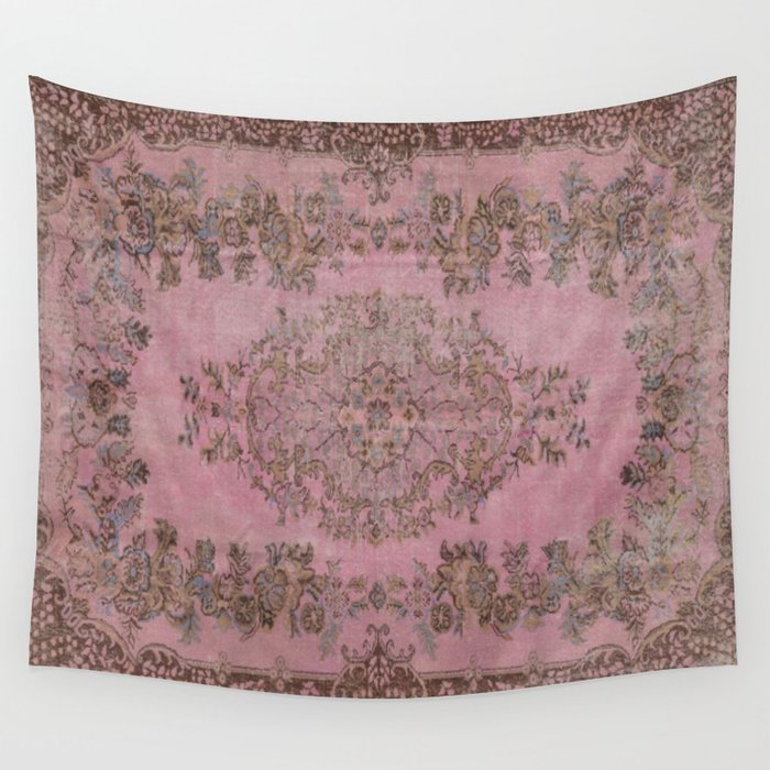 pink oriental vintage carpet Wall Tapestry Gallery Image 1