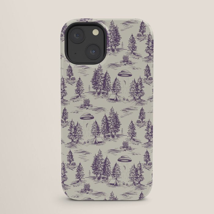 Purple Alien Abduction Toile De Jouy Pattern iPhone Case Gallery Image 25