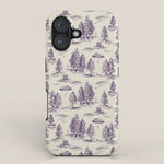 Purple Alien Abduction Toile De Jouy Pattern iPhone Case Gallery Image 1