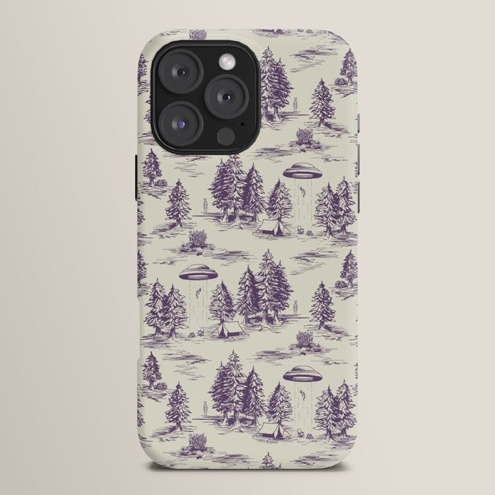 Purple Alien Abduction Toile De Jouy Pattern iPhone Case Gallery Image 16