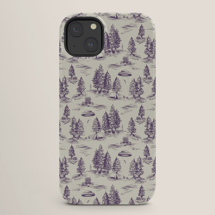 Purple Alien Abduction Toile De Jouy Pattern iPhone Case Gallery Image 26