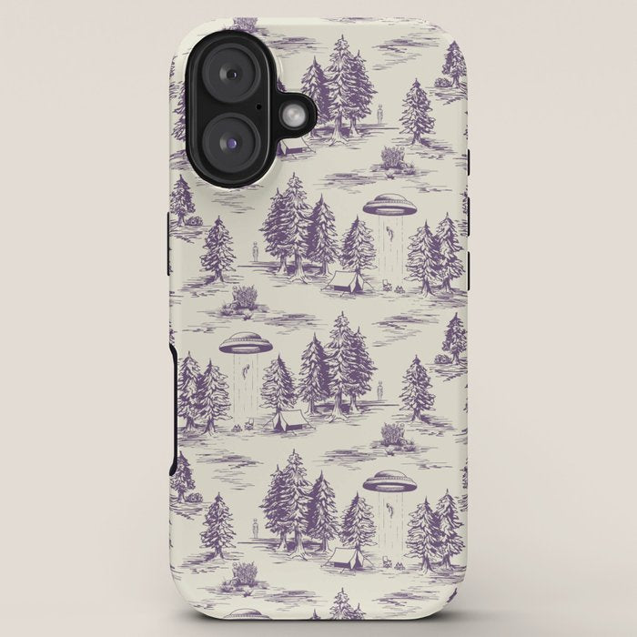 Purple Alien Abduction Toile De Jouy Pattern iPhone Case Gallery Image 5
