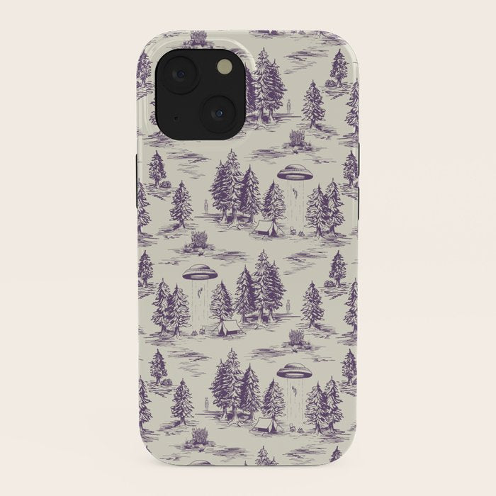 Purple Alien Abduction Toile De Jouy Pattern iPhone Case Gallery Image 38