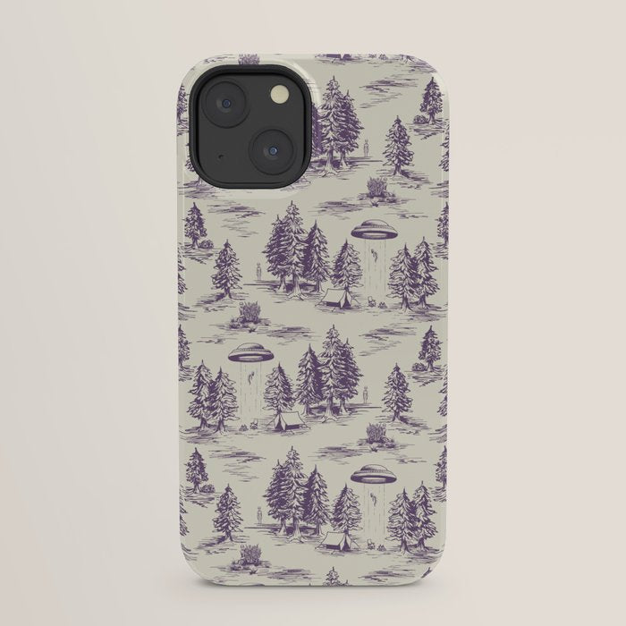 Purple Alien Abduction Toile De Jouy Pattern iPhone Case Gallery Image 29