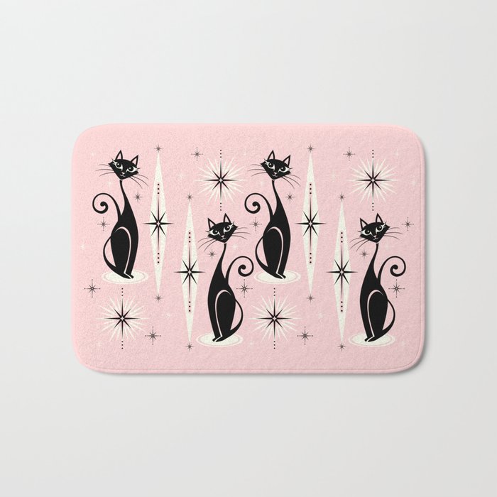 Mid Century Meow Retro Atomic Cats ©studioxtine Bath Mat Gallery Image 1