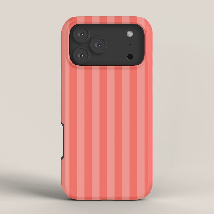 Coral Pink Thin Vertical Stripes iPhone Case Gallery Image 4