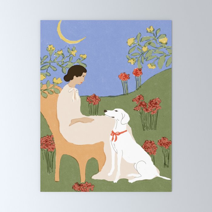 Lady and her dog Mini Art Print Gallery Image 6