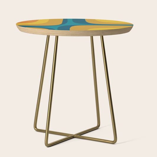 Retro Groove Mustard Teal - Minimalist Mid Century Abstract Pattern Side Table Gallery Image 1