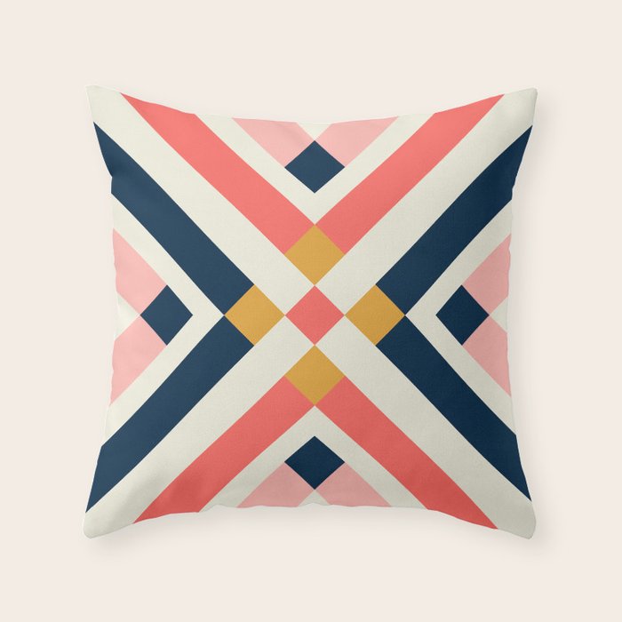 Bold Geometric Quilt Block Throw Pillow Gallery Image 3