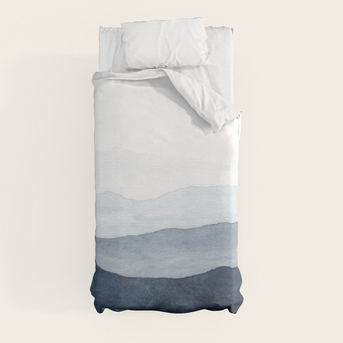 Indigo Abstract Watercolor Mountains Duvet Cover Gallery Image 9
