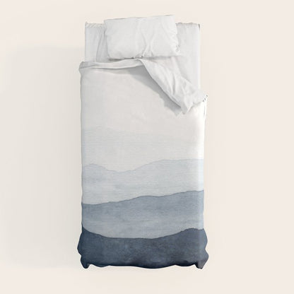 Indigo Abstract Watercolor Mountains Duvet Cover Gallery Image 9