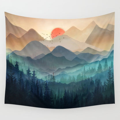 Wilderness Becomes Alive at Night Wall Tapestry Gallery Image 1