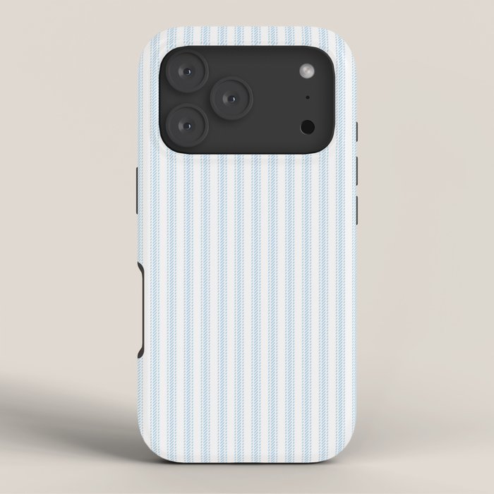 Pastel Blue & White Ticker Stripe iPhone Case Gallery Image 3
