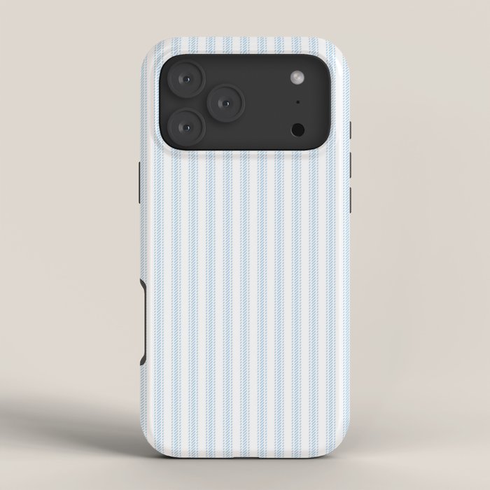 Pastel Blue & White Ticker Stripe iPhone Case Gallery Image 4