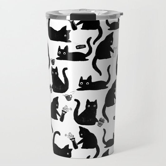 Bad Cats Knocking Stuff Over Travel Mug Gallery Image 1