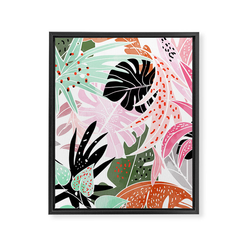 Veronica, Tropical Eclectic Bold Monstera Palm Illustration Nature Modern Colorful Jungle Framed Canvas Print Gallery Image 5
