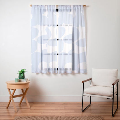 Large Baby Blue Retro Flowers White Background #decor #society6 #buyart Window Curtain Gallery Image 23